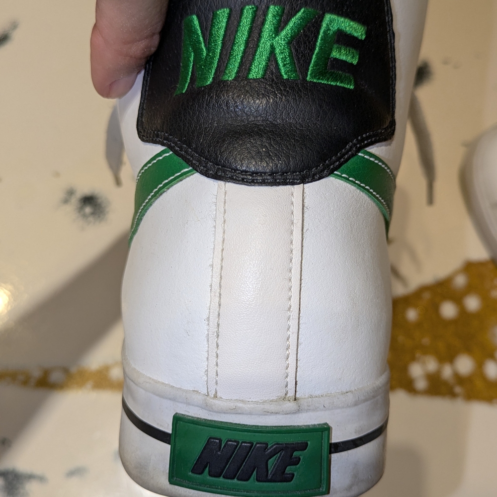 Nike White and Green High-Top Sneakers